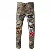 amiri denim jeans skinny-fit distressed stretch art patch army fatigue